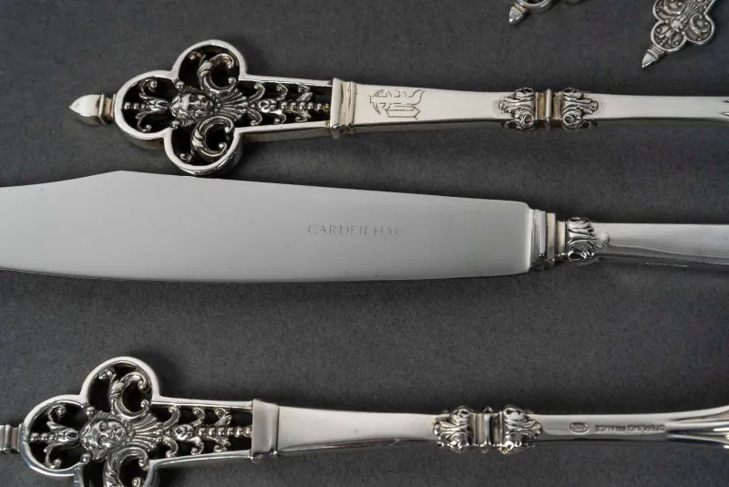Pamono Cardeilhac Silver Cutlery Set with Minerva Hallmark, 1890s, Set of 150> Cutlery & Serving Utensils