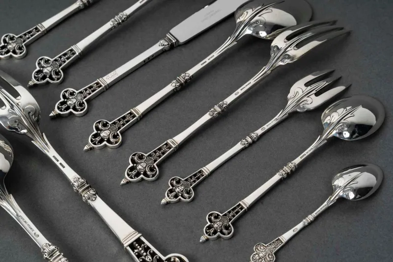 Pamono Cardeilhac Silver Cutlery Set with Minerva Hallmark, 1890s, Set of 150> Cutlery & Serving Utensils