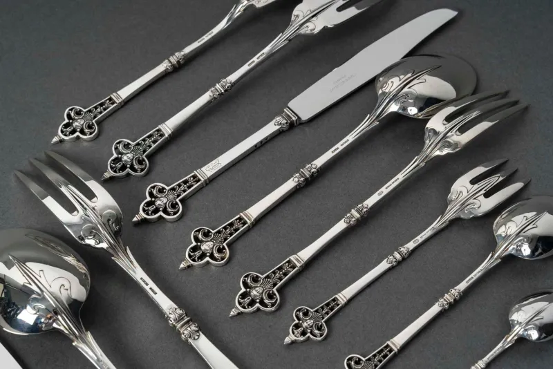 Pamono Cardeilhac Silver Cutlery Set with Minerva Hallmark, 1890s, Set of 150> Cutlery & Serving Utensils