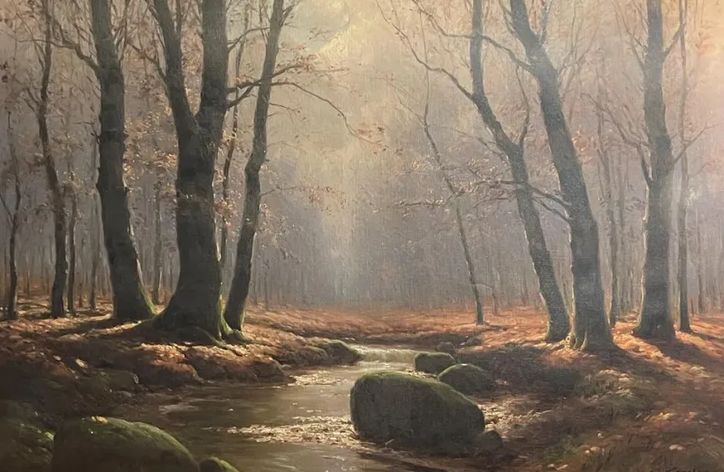 Pamono Carl Kenzler, Woodland Landscape, 20th Century, Oil on Canvas