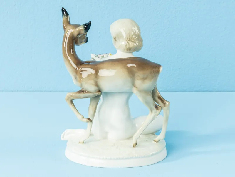 Pamono Carl Werner for Hutschenreuther, Nude with Fawn, 1950s> Mid-Century