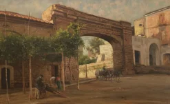 Pamono Carlo Brancaccio, Neapolitan Landscape, 1890s, Oil on Canvas, Framed> Old Masters