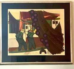 Clearance Pamono Carlo Rosberg, Composition, 1960s, Lithograph, Framed