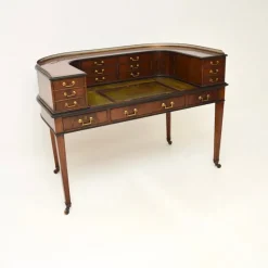 Outlet Pamono Carlton House Desk in Inlaid Mahogany with Leather Top, 1890s