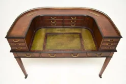 Outlet Pamono Carlton House Desk in Inlaid Mahogany with Leather Top, 1890s