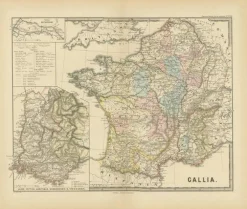 Outlet Pamono Cartographic Overview of Gallic Tribes and Roman Provinces, 1880