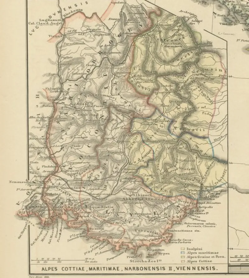 Outlet Pamono Cartographic Overview of Gallic Tribes and Roman Provinces, 1880