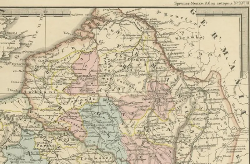 Outlet Pamono Cartographic Overview of Gallic Tribes and Roman Provinces, 1880
