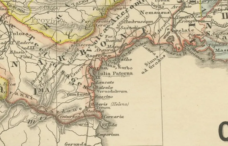 Outlet Pamono Cartographic Overview of Gallic Tribes and Roman Provinces, 1880