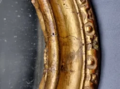Pamono Carved and Gilded Oval Framed Mirror, 1700><noscript><img width=