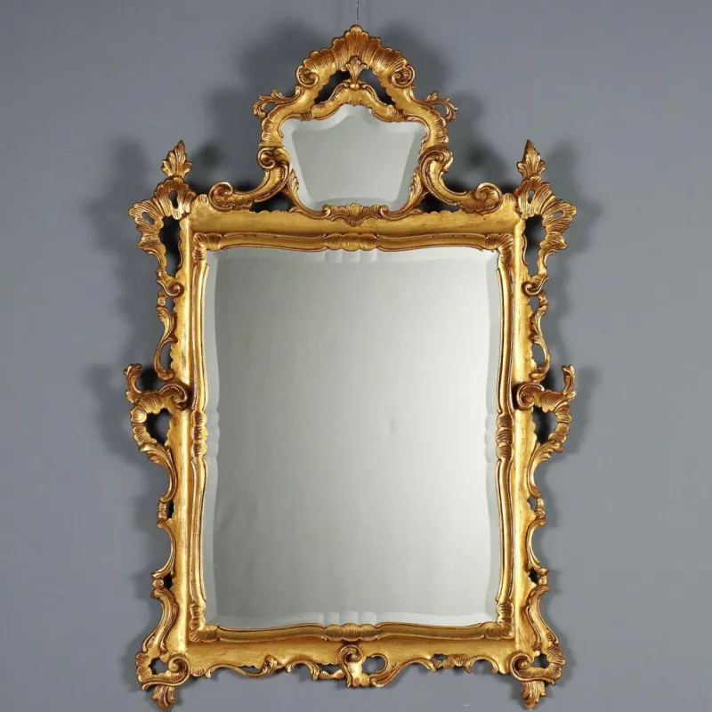 Clearance Pamono Carved and Gilded Rococo Style Mirror