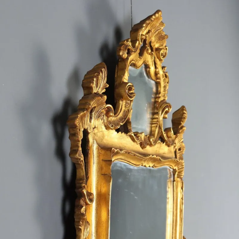 Clearance Pamono Carved and Gilded Rococo Style Mirror