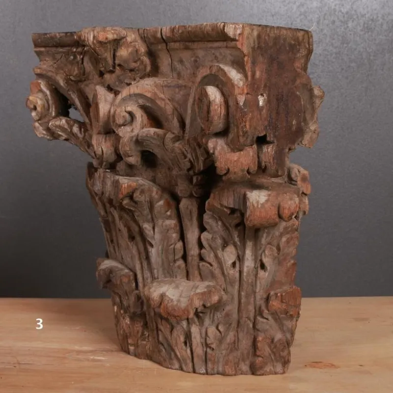 Pamono Carved Capitals, 1750s, Set of 2> Garden Accessories