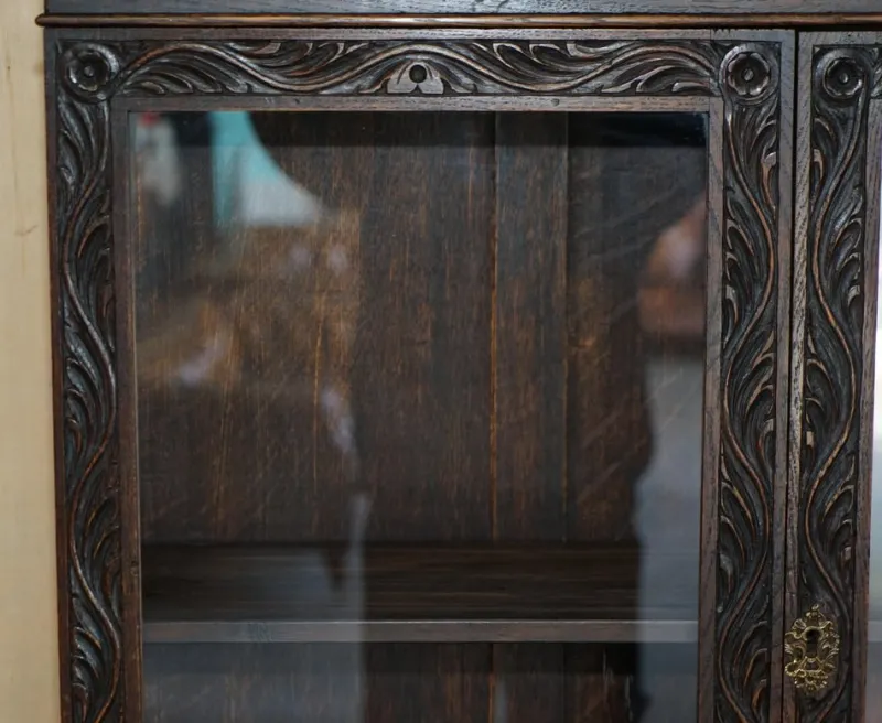Outlet Pamono Carved English Oak Library Desk with Lions Head Brass Handles, 1860s