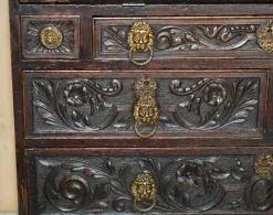Outlet Pamono Carved English Oak Library Desk with Lions Head Brass Handles, 1860s