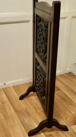 Sale Pamono Carved Gothic Oak Panelled Fire Screen, 1900s