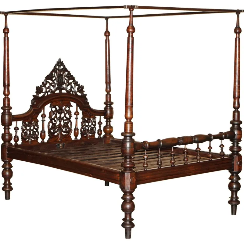 New Pamono Carved 4-Poster Bed, 1780s