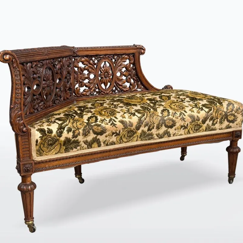 Pamono Carved Wooden Bench, 1880> Benches