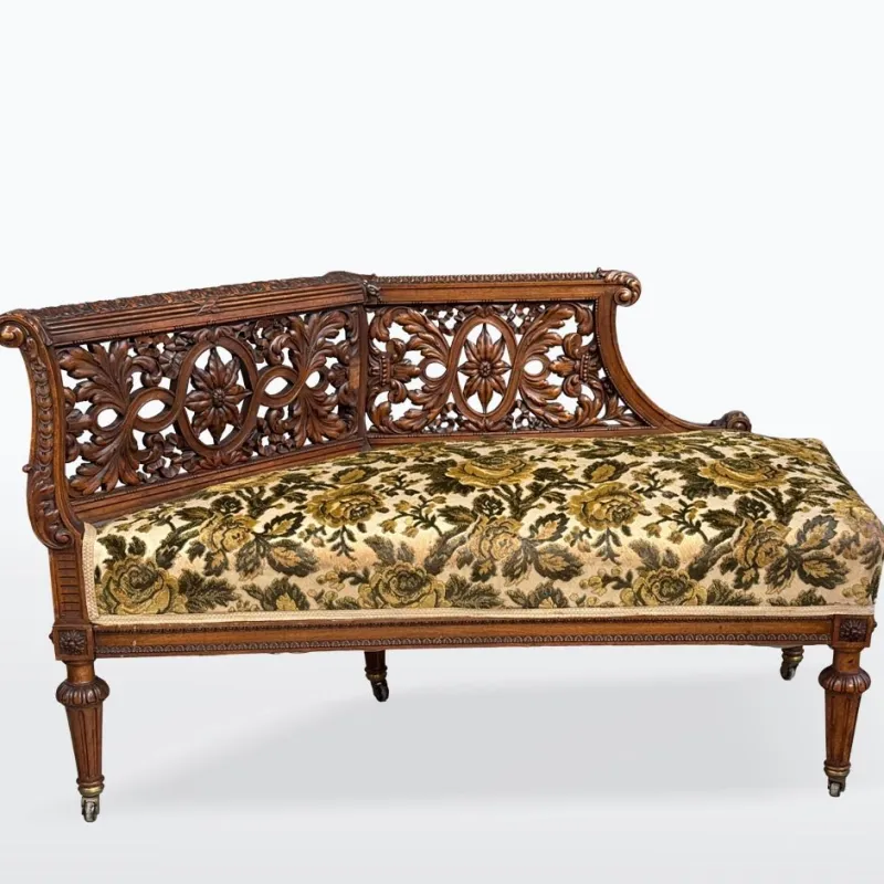 Pamono Carved Wooden Bench, 1880> Benches