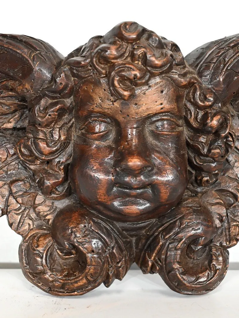 Pamono Carved Wooden Cherubs, Late 19th Century, Set of 2> Architectural Elements