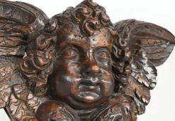 Pamono Carved Wooden Cherubs, Late 19th Century, Set of 2><noscript><img width=