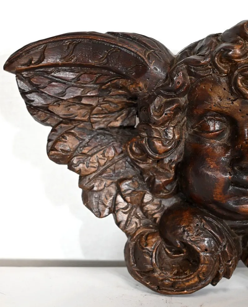 Pamono Carved Wooden Cherubs, Late 19th Century, Set of 2> Architectural Elements