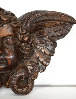 Pamono Carved Wooden Cherubs, Late 19th Century, Set of 2><noscript><img width=