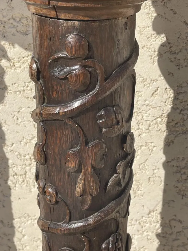 Pamono Carved Wooden Columns, Set of 2> Pedestals And Columns