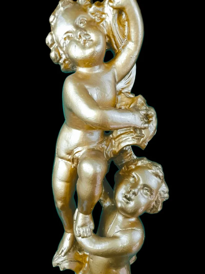 Pamono Carved Wooden Sculpture Column with Cherubs, 1920s> Pedestals And Columns