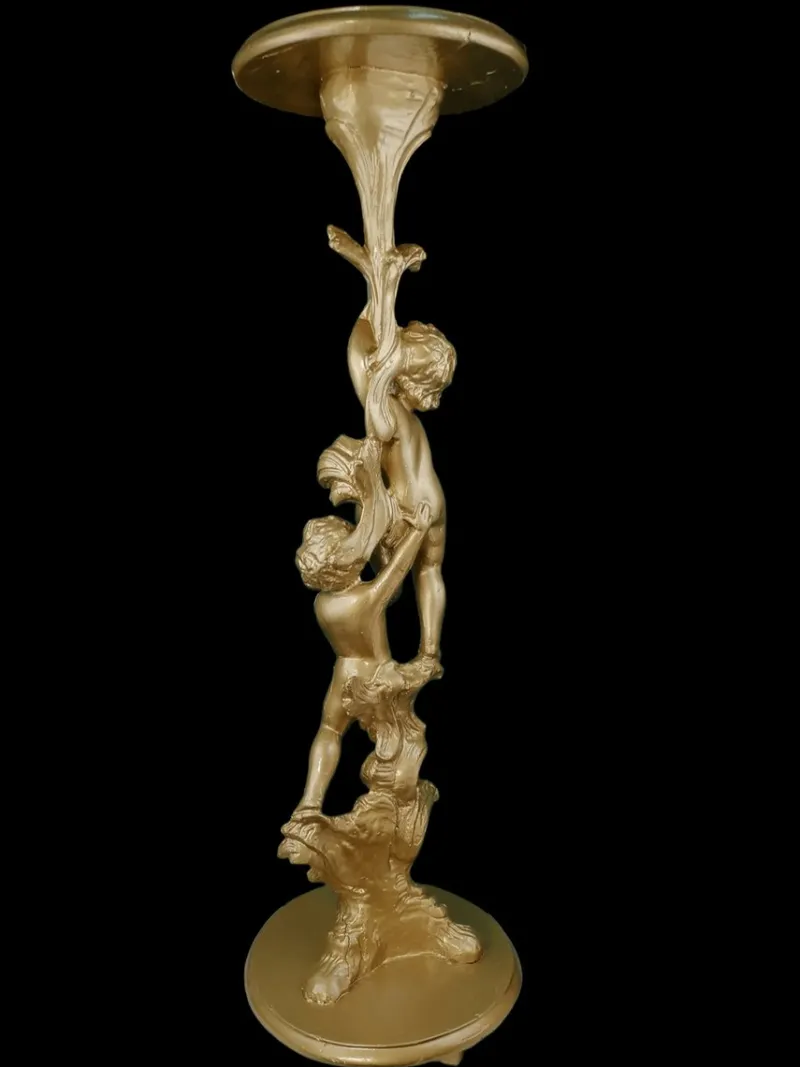 Pamono Carved Wooden Sculpture Column with Cherubs, 1920s> Pedestals And Columns
