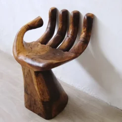 Pamono Carved Wooden Sculpture Chair in the Shape of a Hand, 1980s