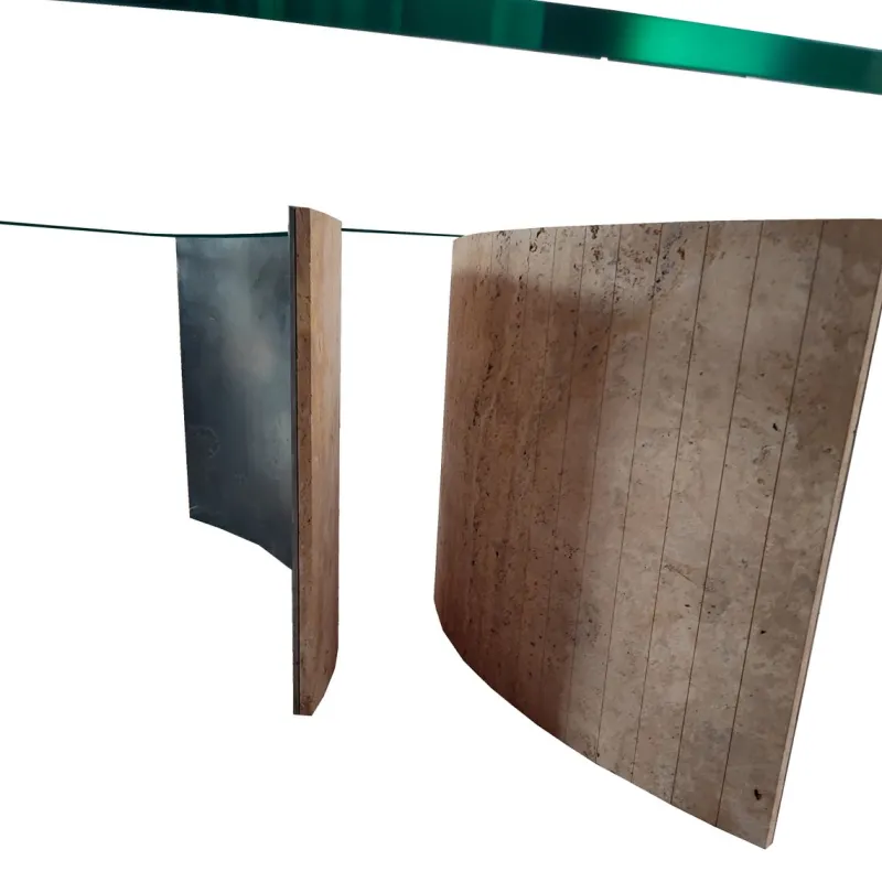 Pamono Casadecor Dining Table in Limestone and Raw Iron by Joaquín Moll for Meddel Spain> Tables