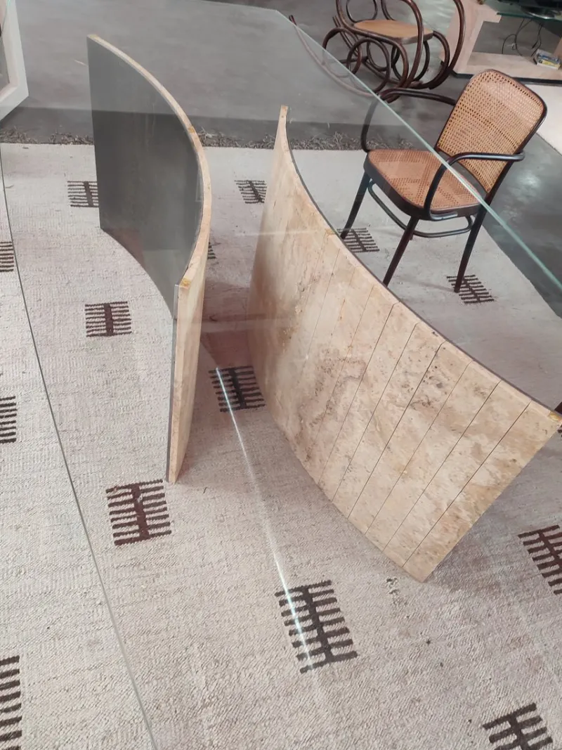 Pamono Casadecor Dining Table in Limestone and Raw Iron by Joaquín Moll for Meddel Spain> Tables