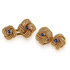 Outlet Pamono Cased 18 Karat Gold & Sapphire Cufflinks by Hans Georg Mautner, Set of 2