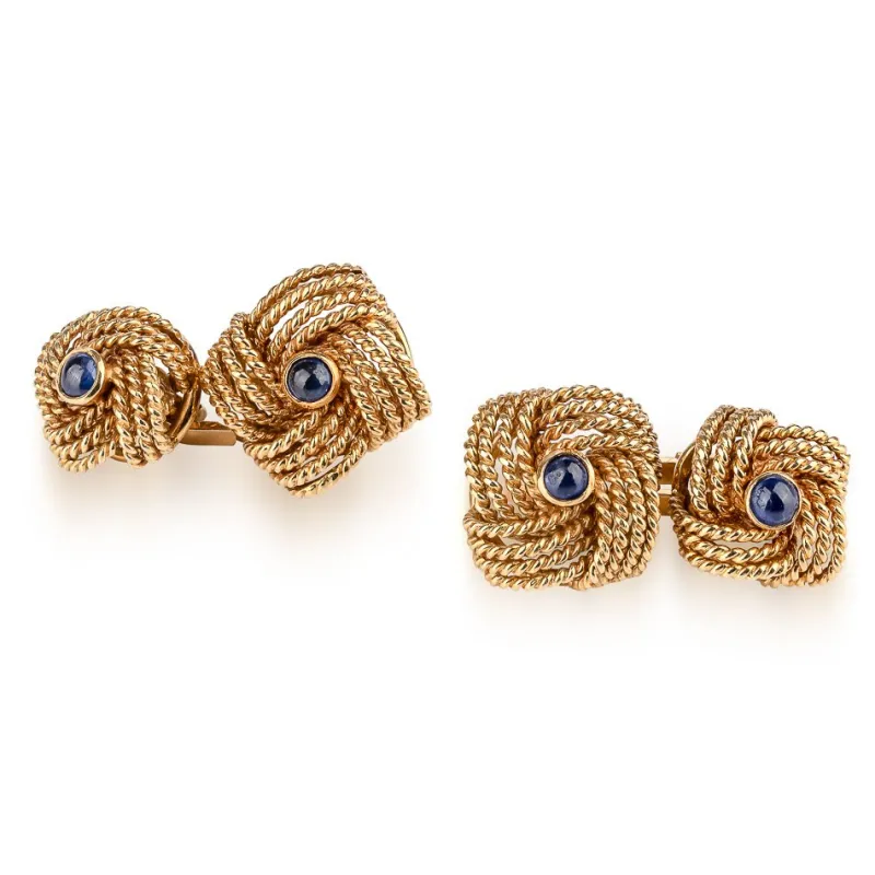 Outlet Pamono Cased 18 Karat Gold & Sapphire Cufflinks by Hans Georg Mautner, Set of 2