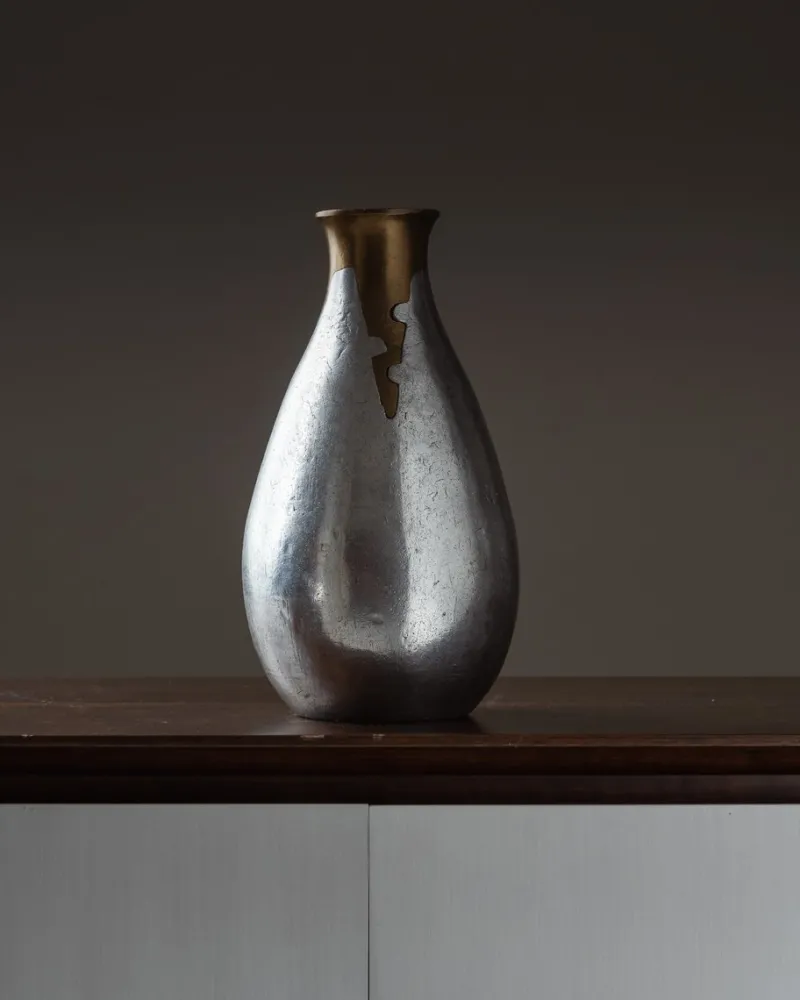 Pamono Cast Aluminum Vase from Philippe Jean, 1970s> Vases