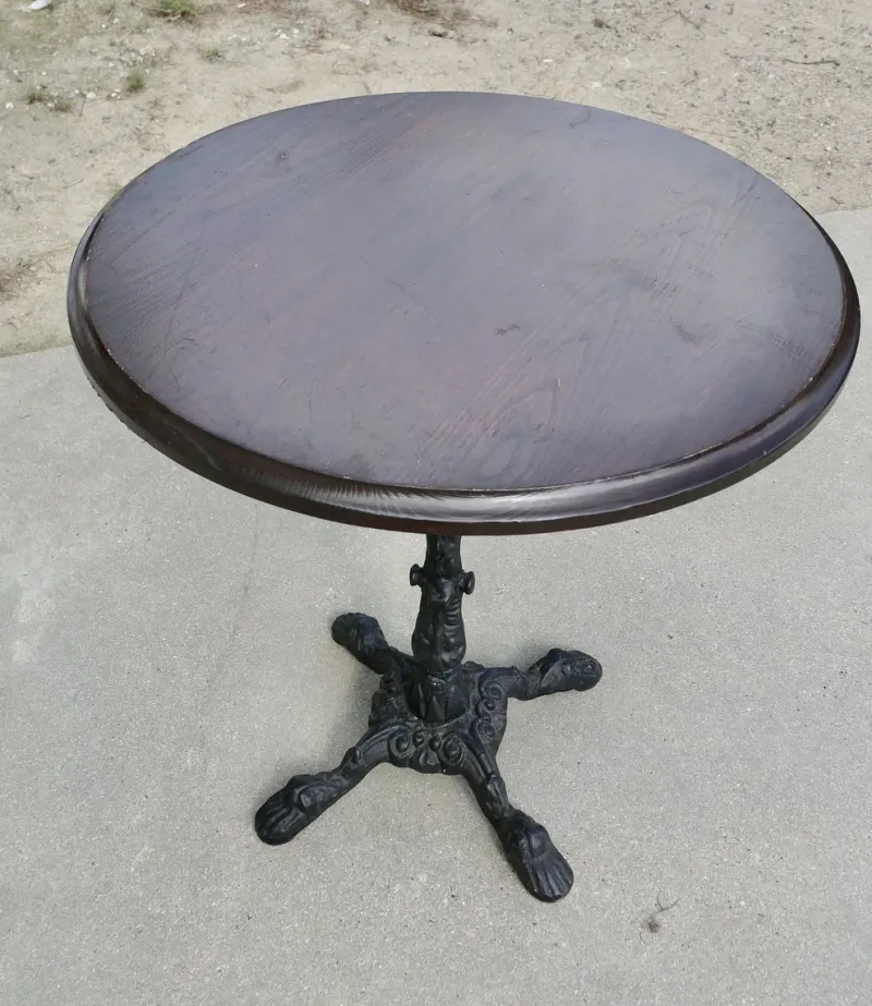 Pamono Cast Iron and Oak Pub Table Garden Table, 1950s> Garden Tables