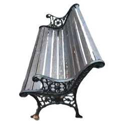 Pamono Cast Iron and Wood Bench, 1960><noscript><img width=