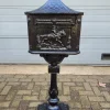 Pamono Cast Iron English Mailbox Letterbox on Leg Black