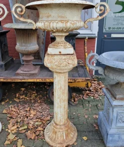 Best Pamono Cast Iron Flower Pot with Ears on Roman Column Vase Planter, Set of 2