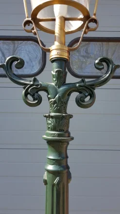 New Pamono Cast Iron Lamp Post Rotterdammer with Round Copper Lantern