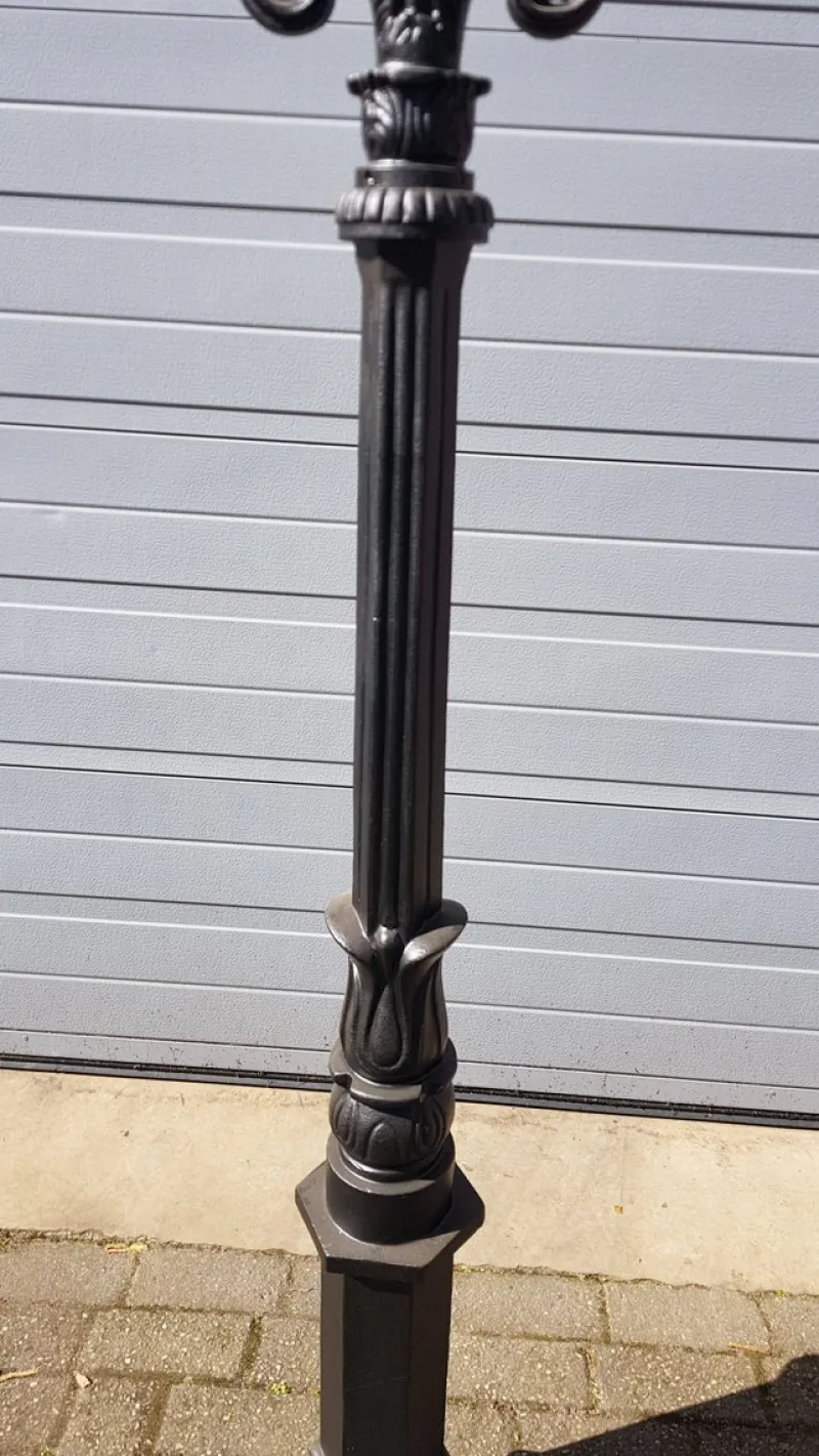 Outlet Pamono Cast Iron Lamp Post with Square Cast Iron Lantern