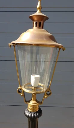 Pamono Cast Iron Lamp Post with Copper Round Lantern