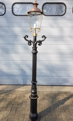 Sale Pamono Cast Iron Lamp Post with Round Copper Lantern