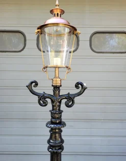 Pamono Cast Iron Lamp with Round Cast Iron Lantern> Garden Lighting