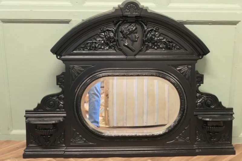 Pamono Cast Iron Overmantel Mirror, 19th Century> Mirrors