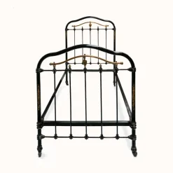 Discount Pamono Cast Iron Single Beds in Black and Gold, 1890s, Set of 2