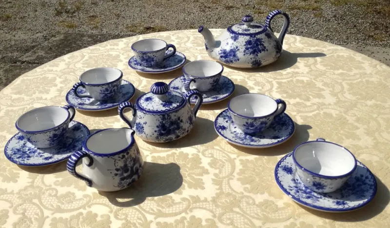 Pamono Castelli Artistic Ceramic Service, Set of 17> Coffee & Tea Service
