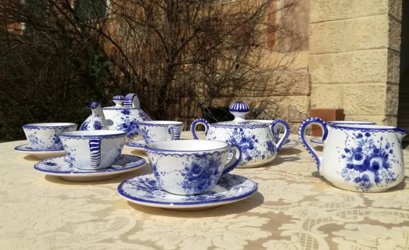 Pamono Castelli Artistic Ceramic Service, Set of 17> Coffee & Tea Service
