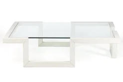 Best Pamono Castile Coffee Table in Sandstone with Inset Glass by Joaquín Moll for Meddel